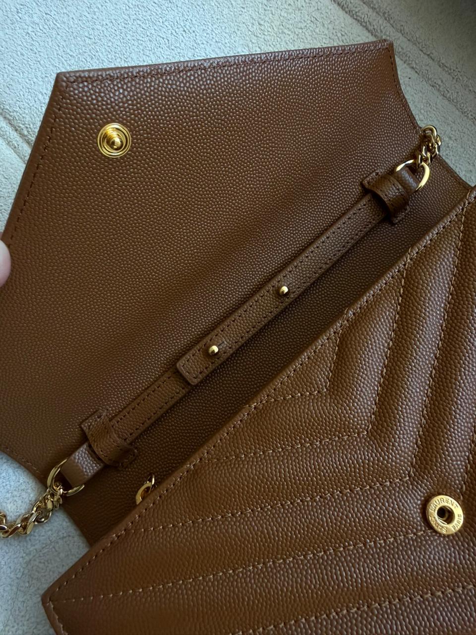 Envelope Wallet Crossbody in Tan Chevron Quilted Leather, image 6