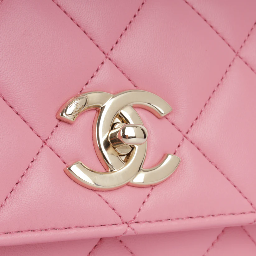 Flap Bag in Pink Quilted Leather with Rolled Top Handle, image 14