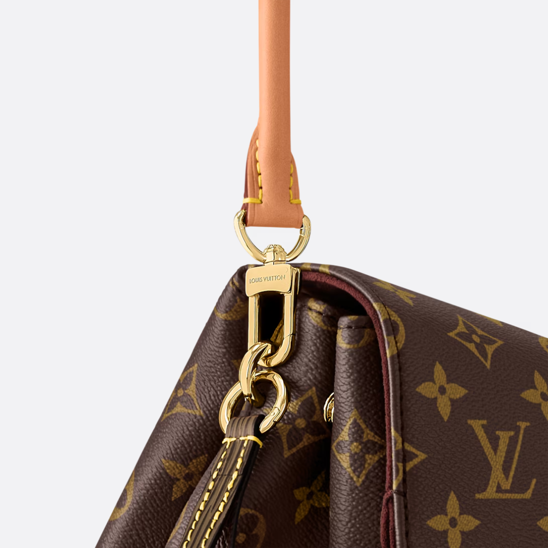 Shoulder Bag in Brown Printed Canvas with Gold Padlock, image 5