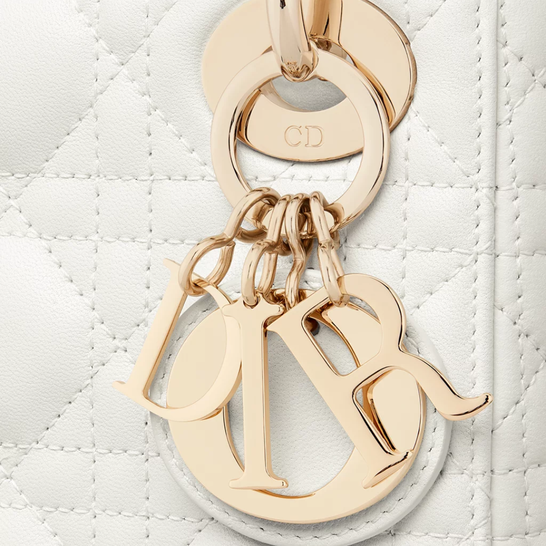 Mini Top Handle Bag in White Quilted Leather with Chain, image 5