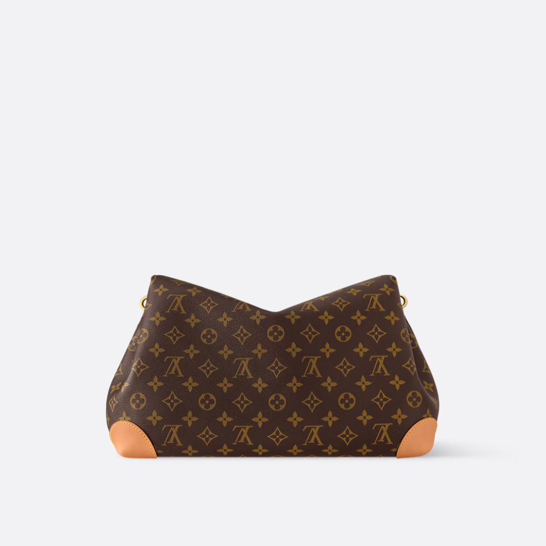 Shoulder Bag in Brown Printed Canvas with Gold Padlock, image 6