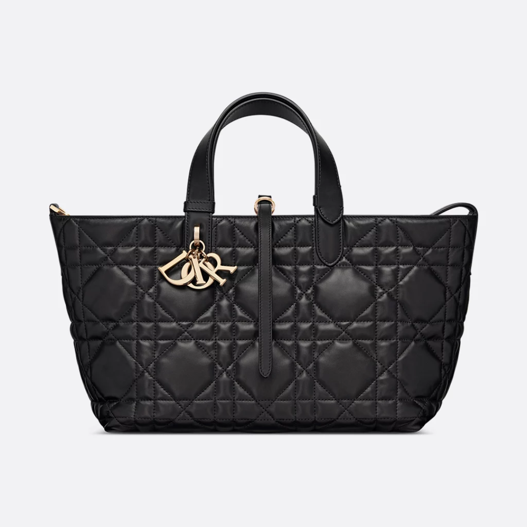 Tote Bag in Black Quilted Leather with Long Handles, image 4
