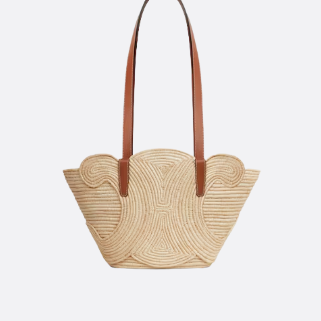 CL Classic Small Panier Handbag Made Of Raffia And Calf Leather
