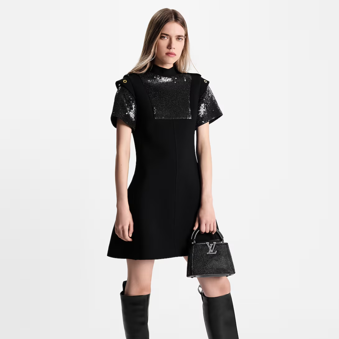 Mini Top Handle Bag in Black with Crystal Embellishment, image 3
