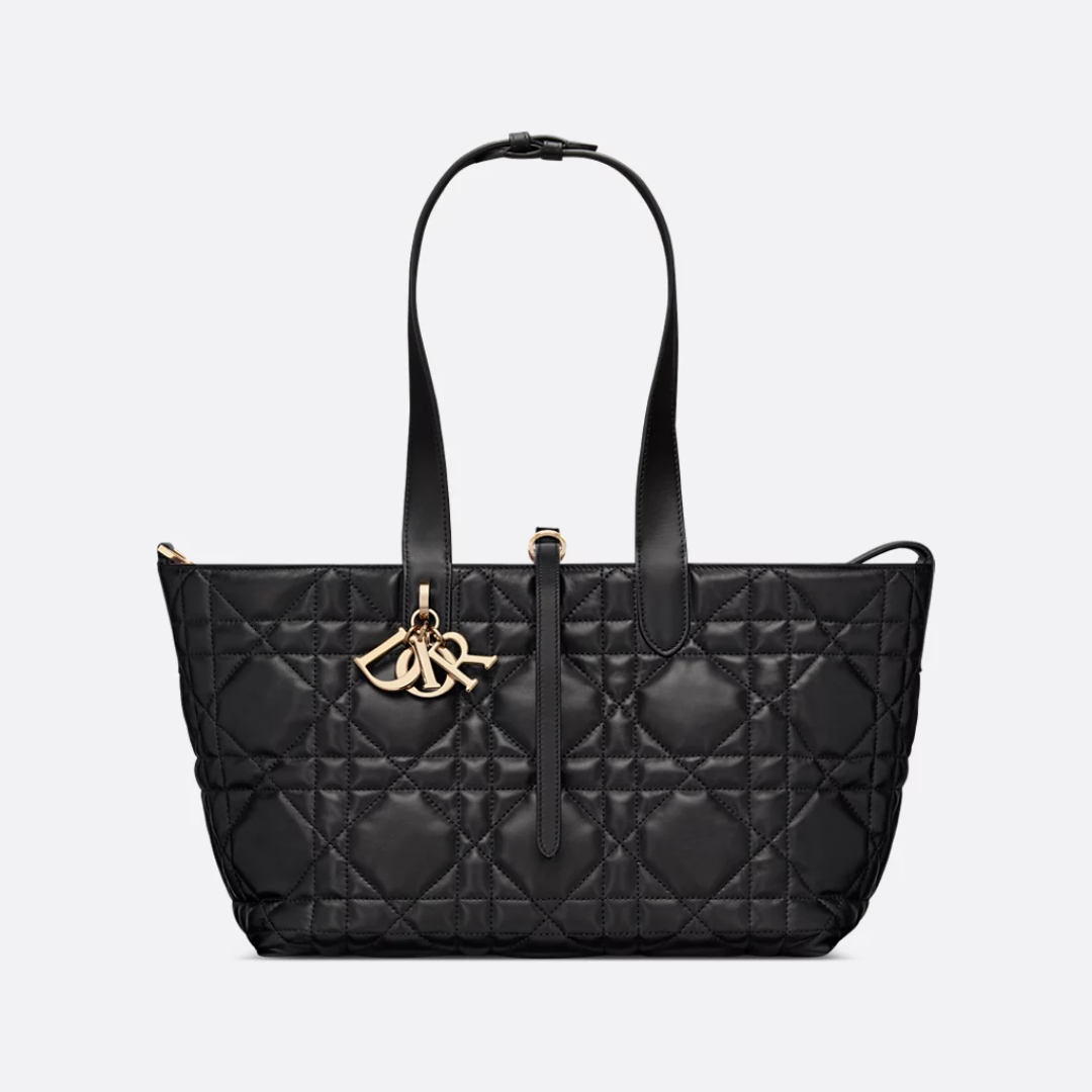 Tote Bag in Black Quilted Leather with Long Handles, image 6