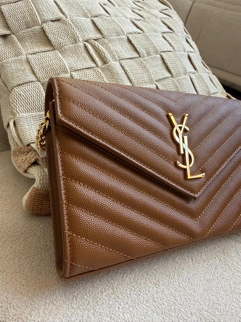 Envelope Wallet Crossbody in Tan Chevron Quilted Leather, image 3