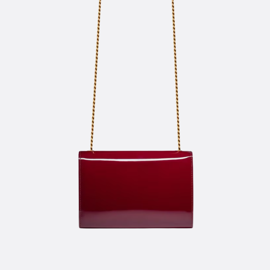Crossbody Bag in Burgundy Patent Leather with Gold Chain, image 7