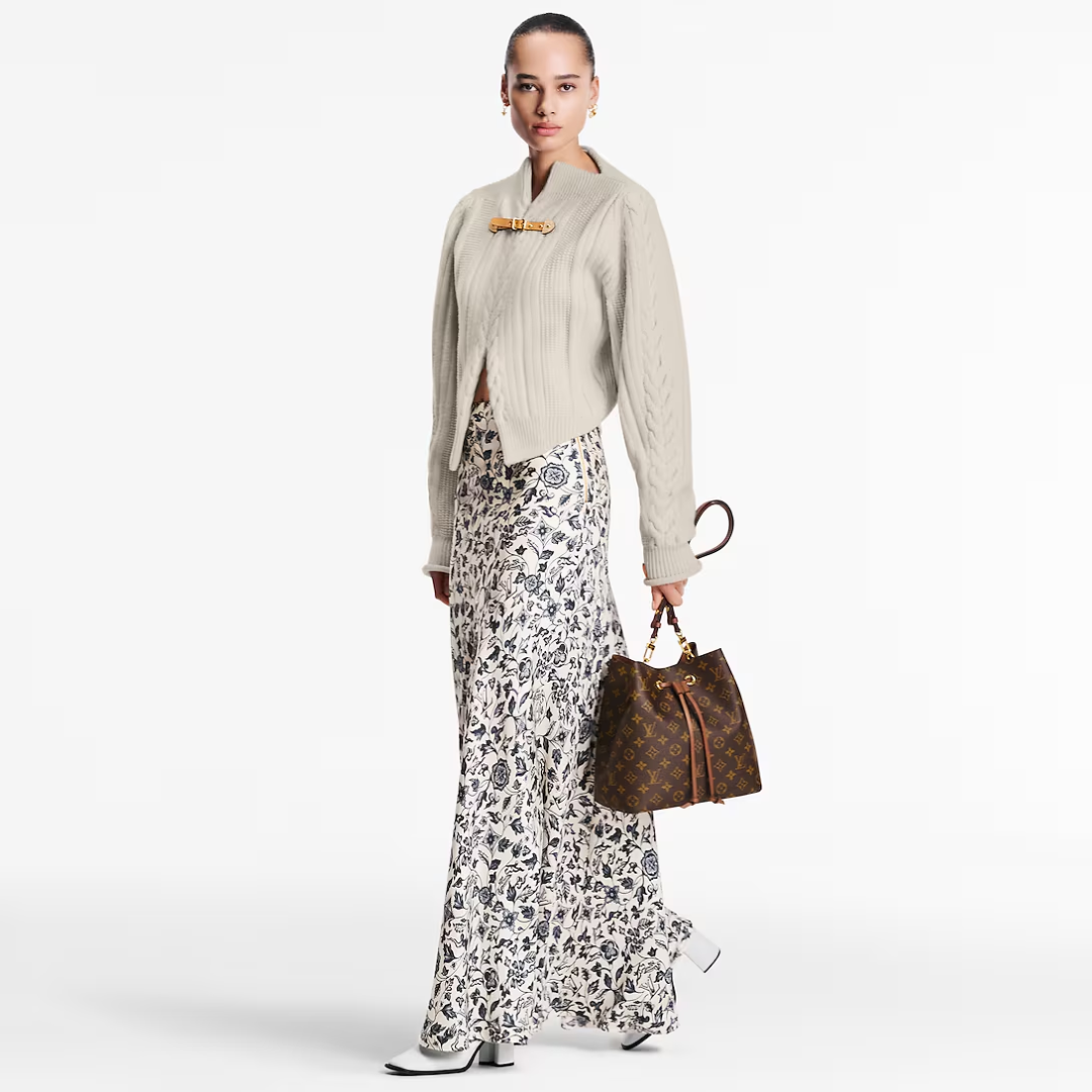 Bucket Bag in Brown Coated Canvas with Drawstring, image 3
