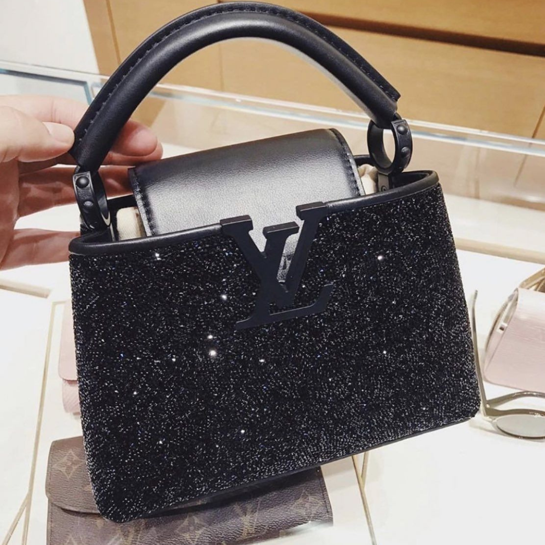 Mini Top Handle Bag in Black with Crystal Embellishment, image 5