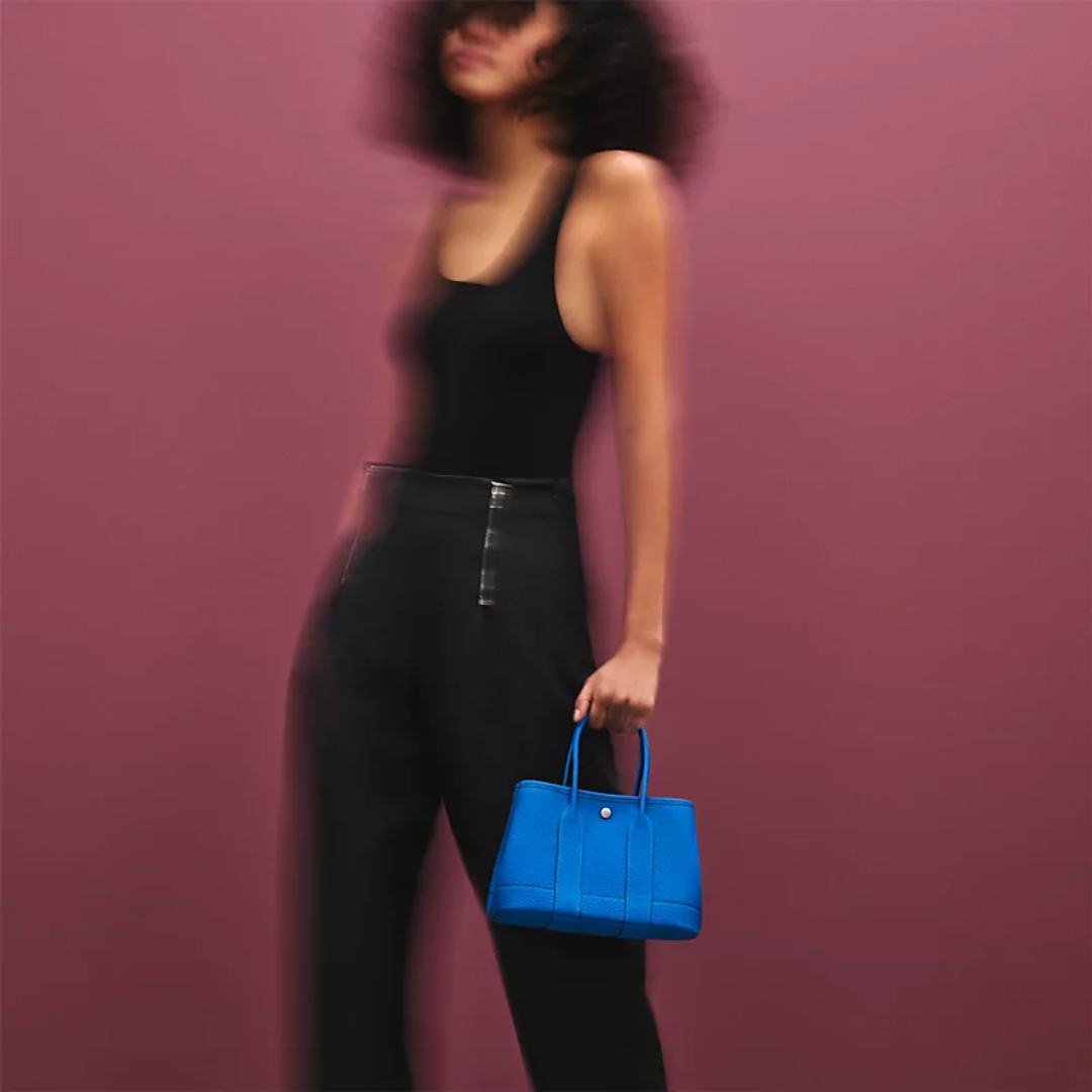Small Tote Bag in Dark Brown Pebbled Leather with Rolled Handles, image 6