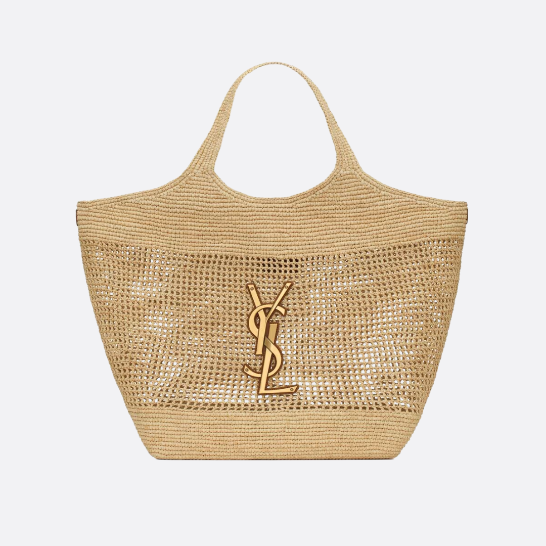 Woven Raffia Hobo Tote Bag with Open-Weave Panel, image 7