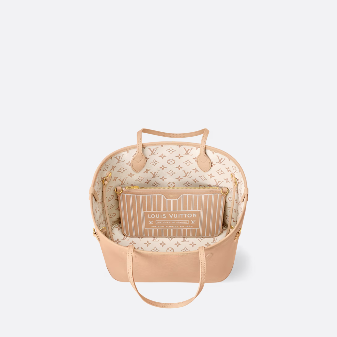 Tote Bag in Cream Printed Canvas with Tan Side Ties and Pocket, image 2