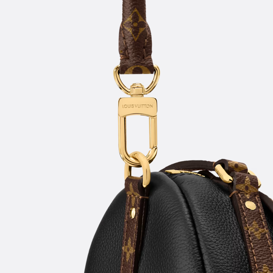 Shoulder Bag in Grained Leather with Printed Canvas Straps, image 14