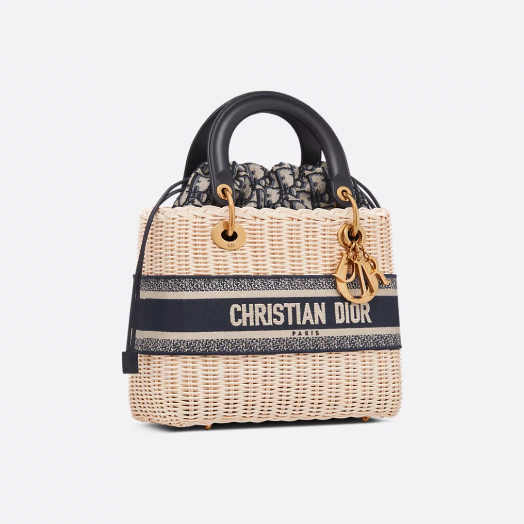 Top Handle Bag in Natural Rattan with Drawstring Top, image 8