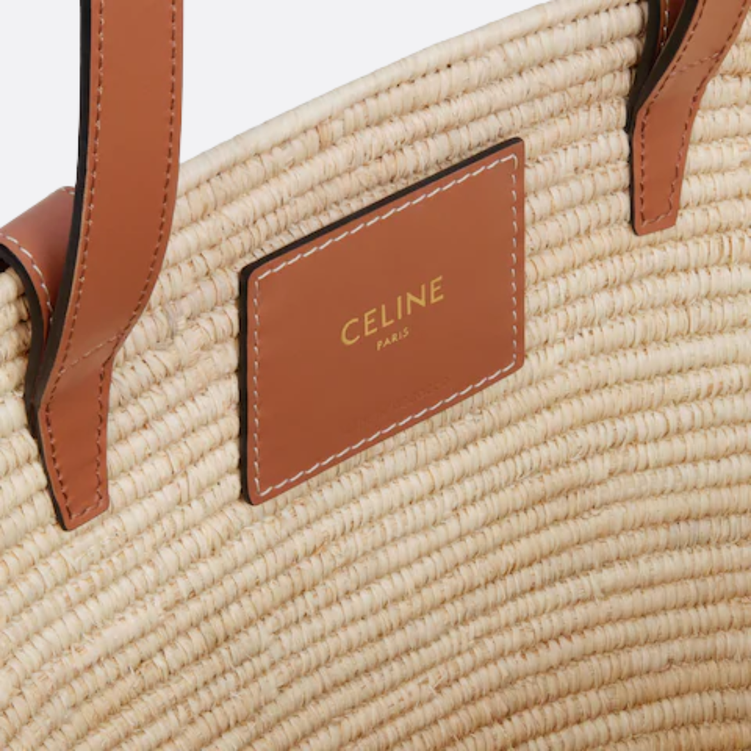 CL Classic Small Panier Handbag Made Of Raffia And Calf Leather