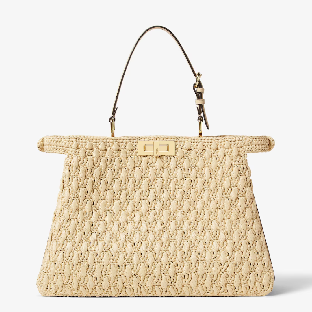 Top Handle Bag in Natural Crochet Raffia with Slim Handle, image 5