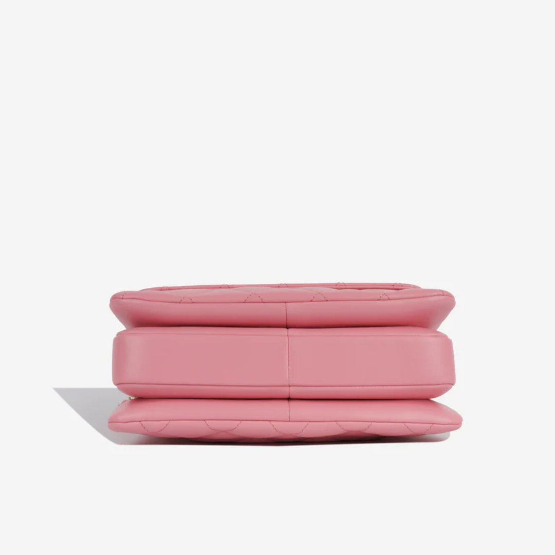 Flap Bag in Pink Quilted Leather with Rolled Top Handle, image 8