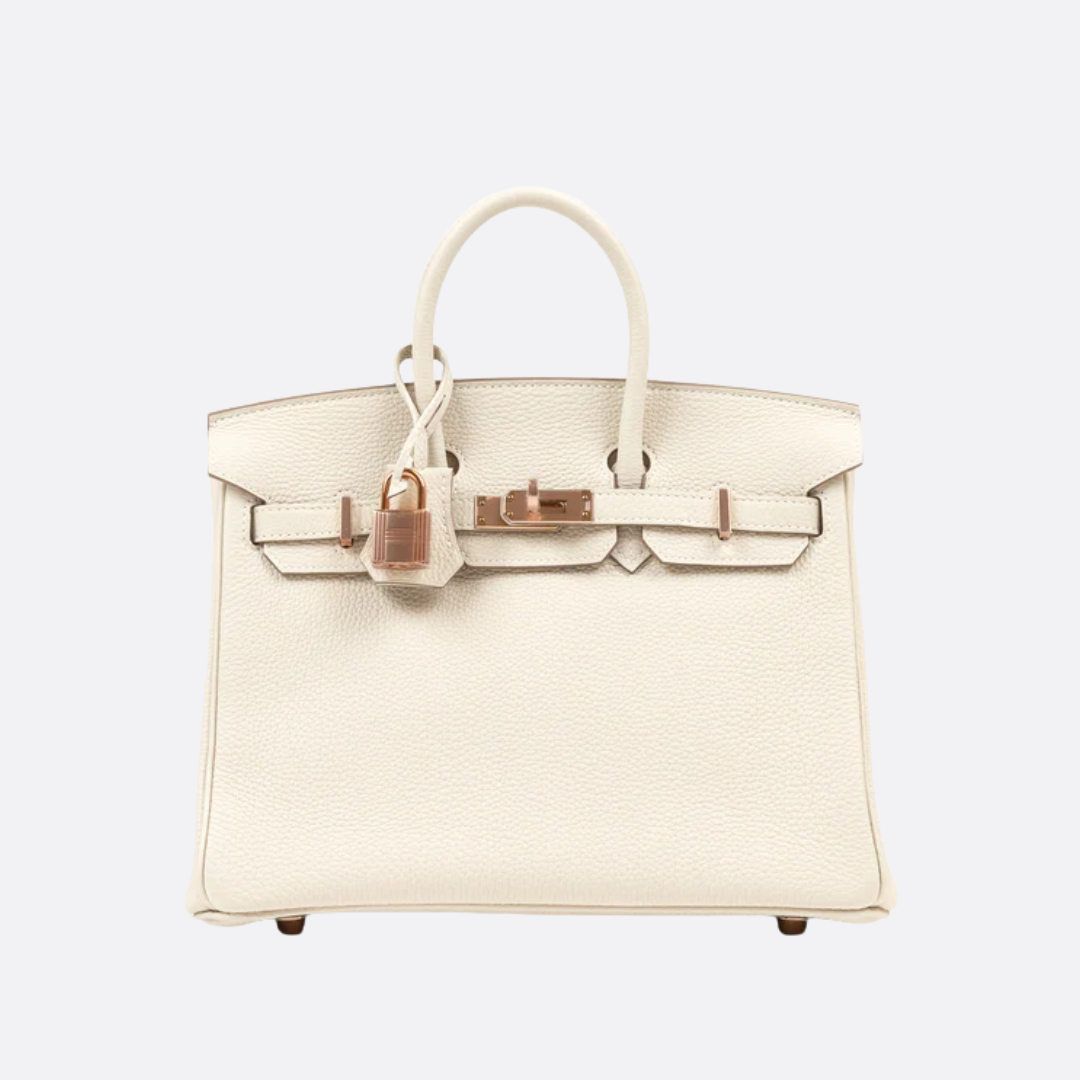 HMÈ Birkin 25 Hss Bag In Chalk / Dove Grey Togo Leather