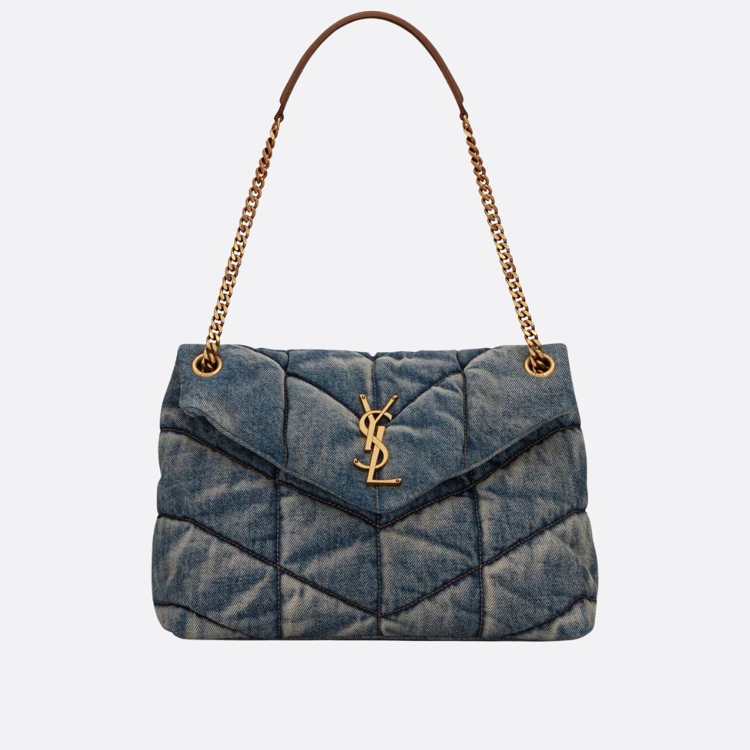 SL Loulou Puffer Bag Made Of Quilted Vintage Denim