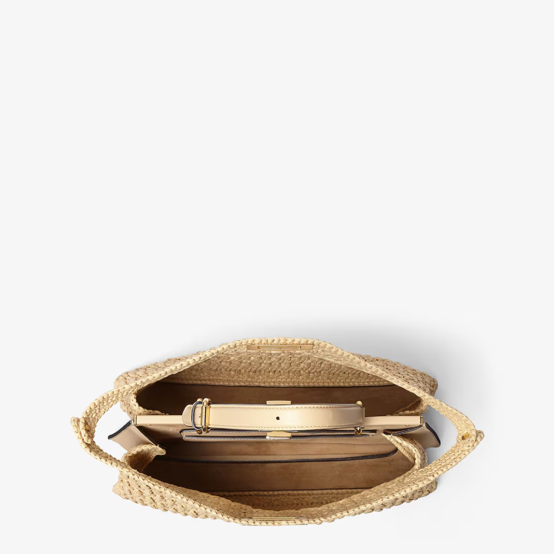 Top Handle Bag in Natural Crochet Raffia with Slim Handle, image 6