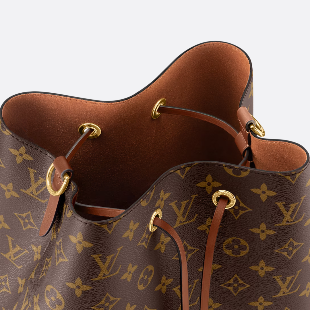 Bucket Bag in Brown Coated Canvas with Drawstring, image 5
