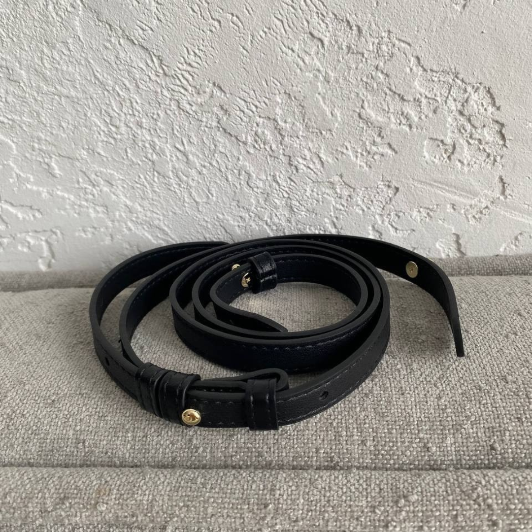 Bucket Tote Bag in Black Smooth Leather with Sculptural Ring, image 10