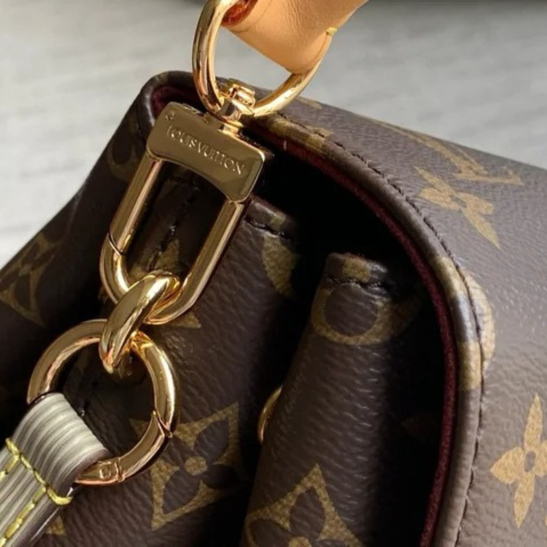 Shoulder Bag in Brown Printed Canvas with Gold Padlock, image 13