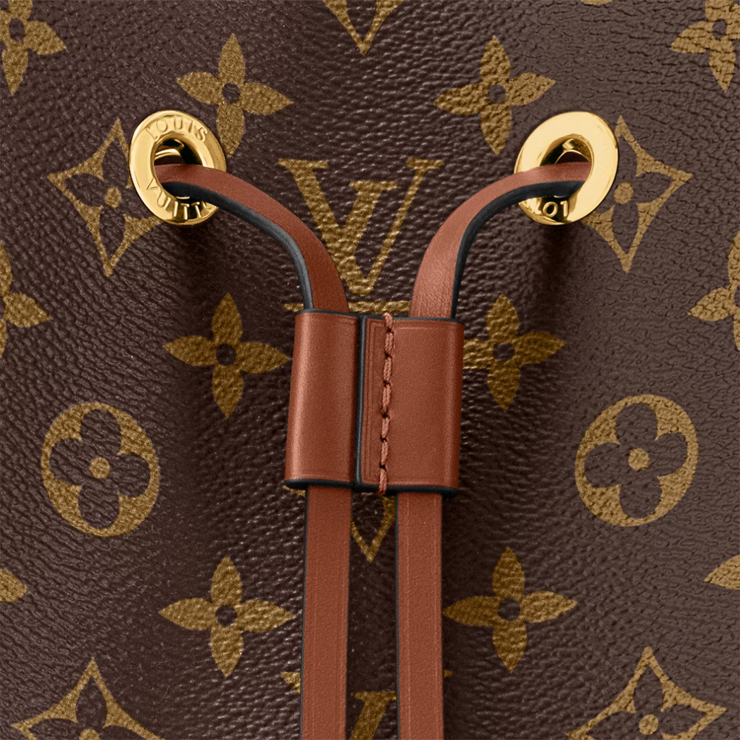 Bucket Bag in Brown Coated Canvas with Drawstring, image 11
