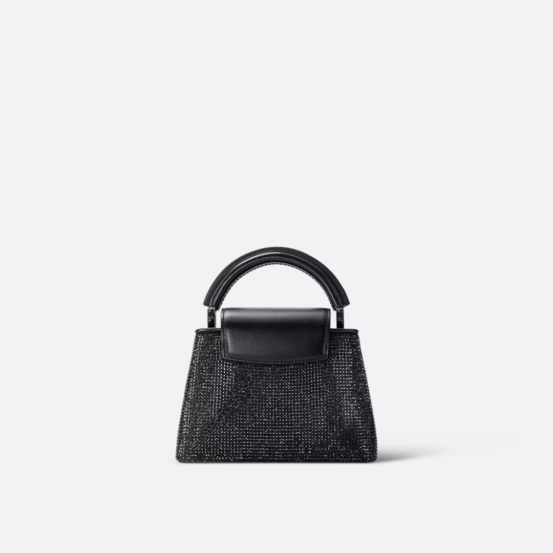 Mini Top Handle Bag in Black with Crystal Embellishment, image 10