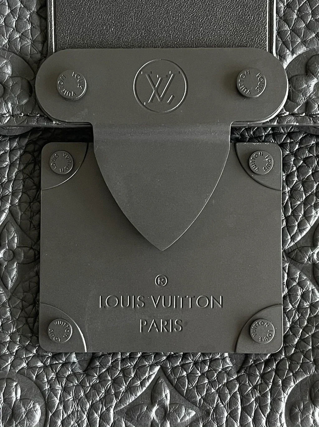 Boxy Crossbody Bag in Gray Embossed Leather with Top Handle, image 8