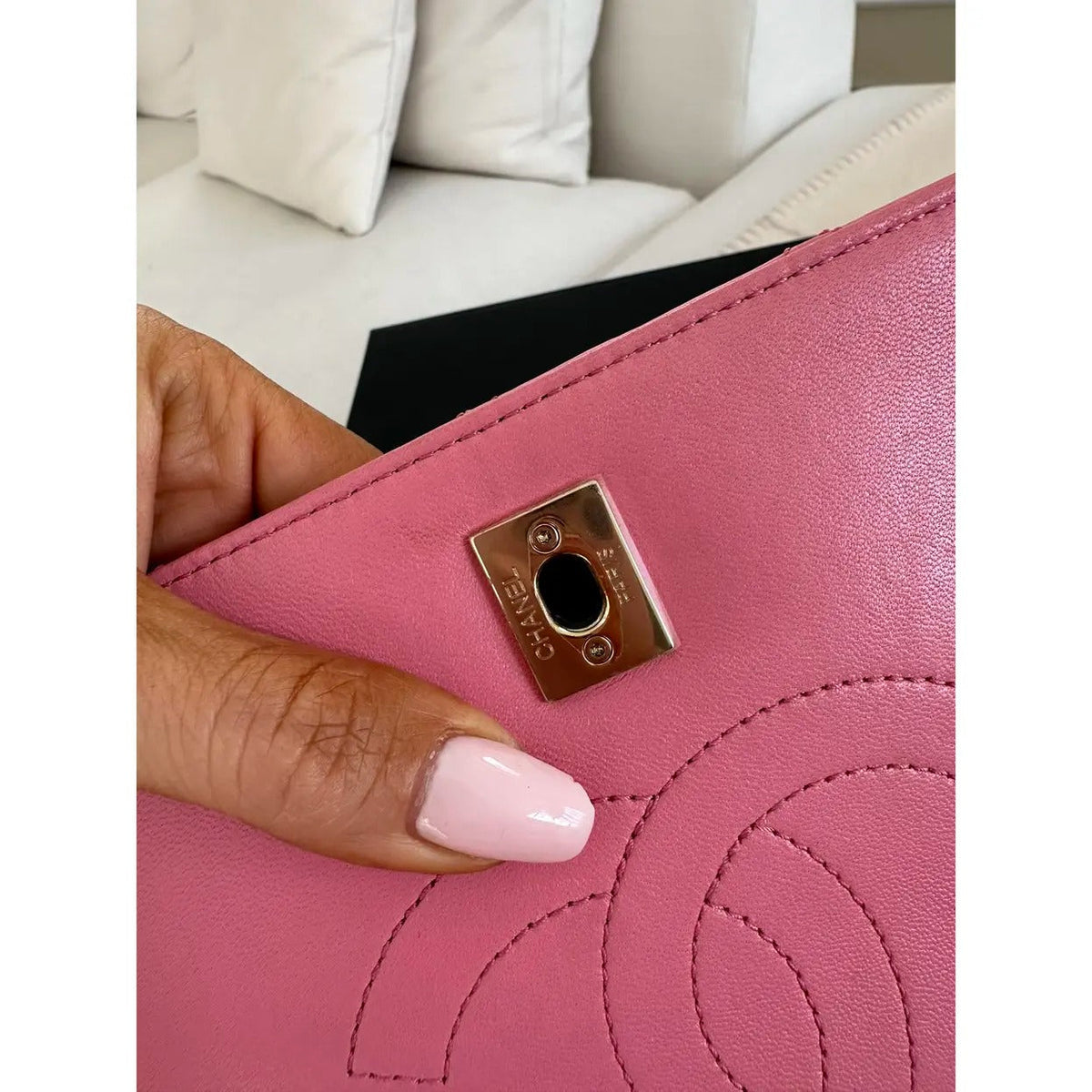 Flap Bag in Pink Quilted Leather with Rolled Top Handle, image 17