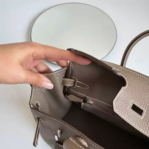 HMÈ Birkin 25 Hss Bag In Chalk / Dove Grey Togo Leather