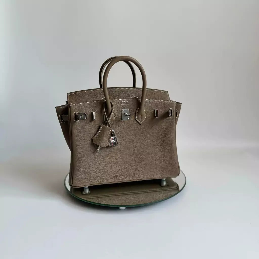 HMÈ Birkin 25 Hss Bag In Chalk / Dove Grey Togo Leather