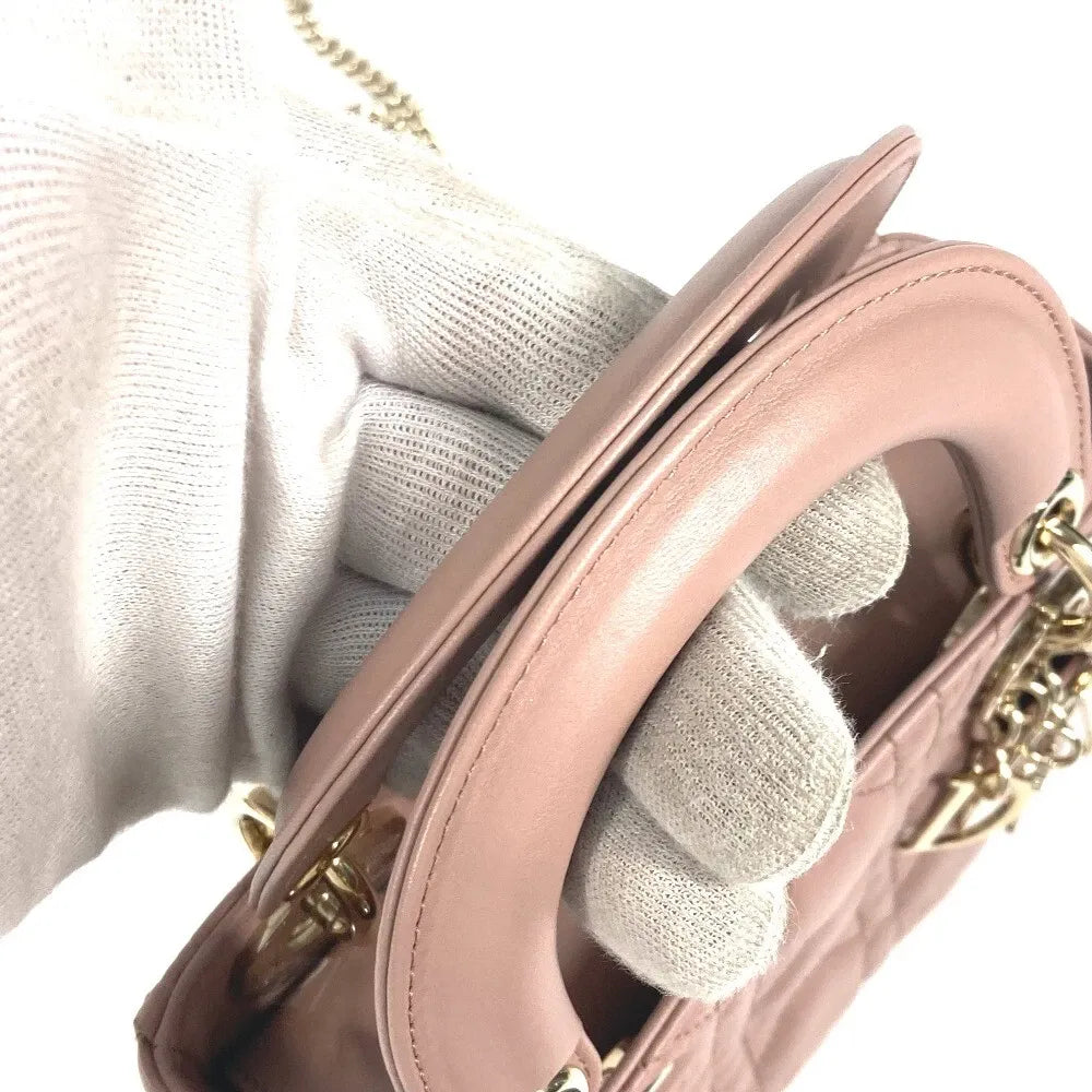 Mini Top Handle Bag in Blush Beige Quilted Leather with Charms, image 5