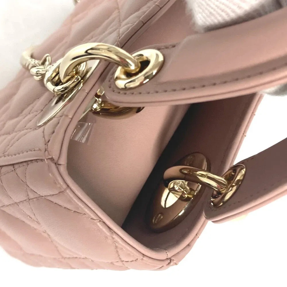 Mini Top Handle Bag in Blush Beige Quilted Leather with Charms, image 16