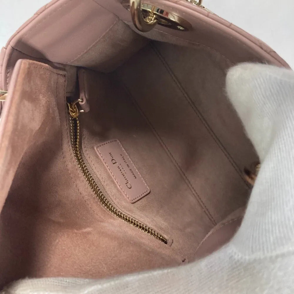 Mini Top Handle Bag in Blush Beige Quilted Leather with Charms, image 8