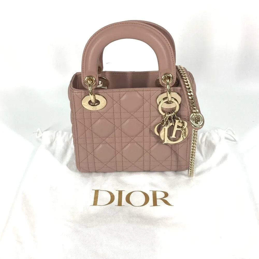 Mini Top Handle Bag in Blush Beige Quilted Leather with Charms, image 6