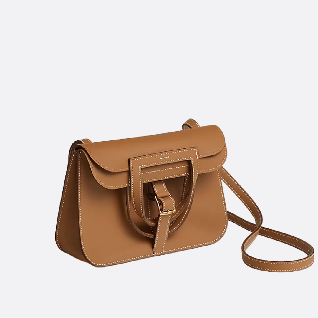 Mini Flap Crossbody Bag in Smooth Leather with Gold Buckle, image 10