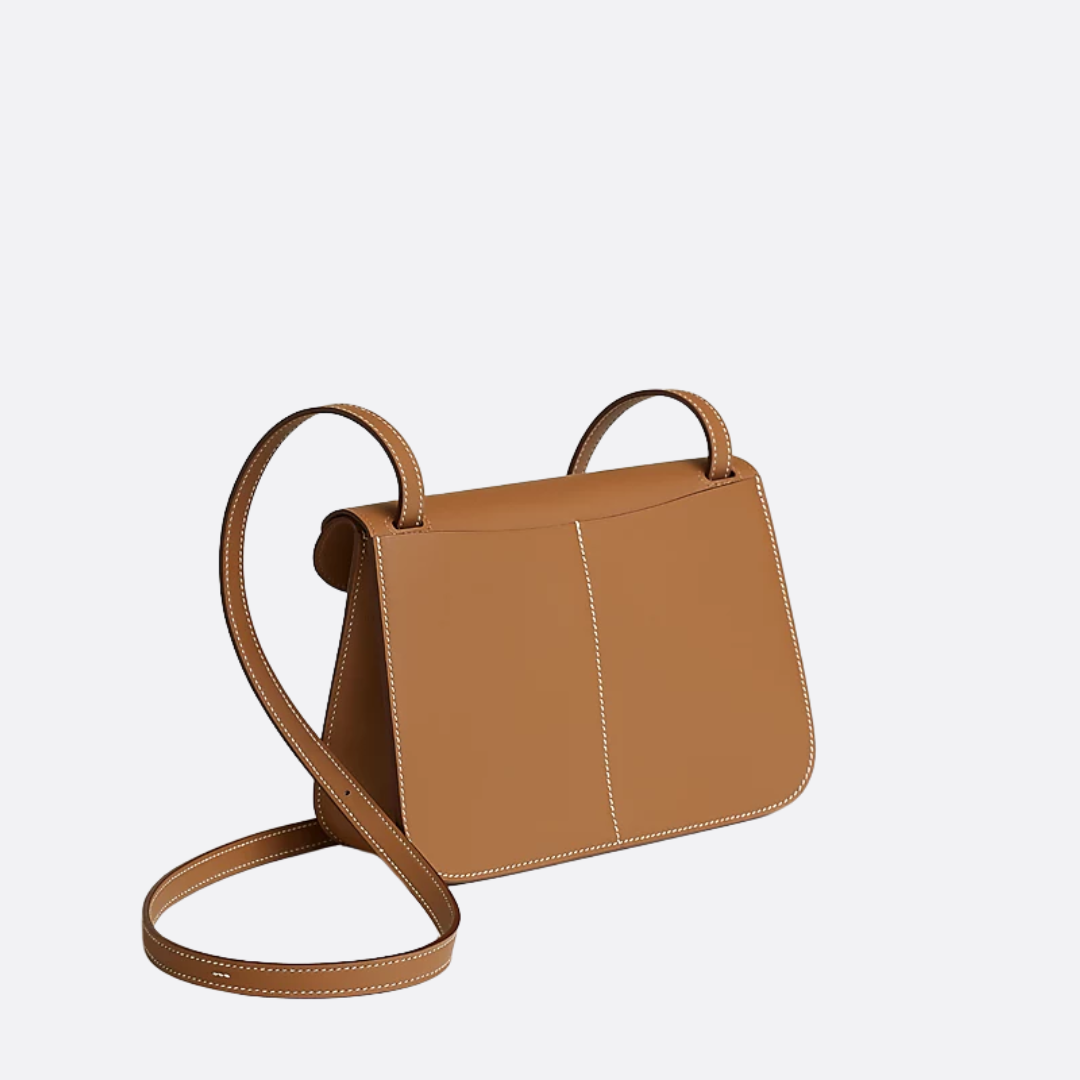 Mini Flap Crossbody Bag in Smooth Leather with Gold Buckle, image 3