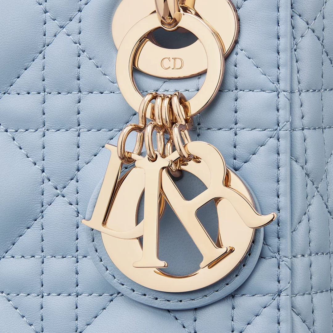 Mini Top Handle Bag in Light Blue Quilted Leather with Chain, image 6