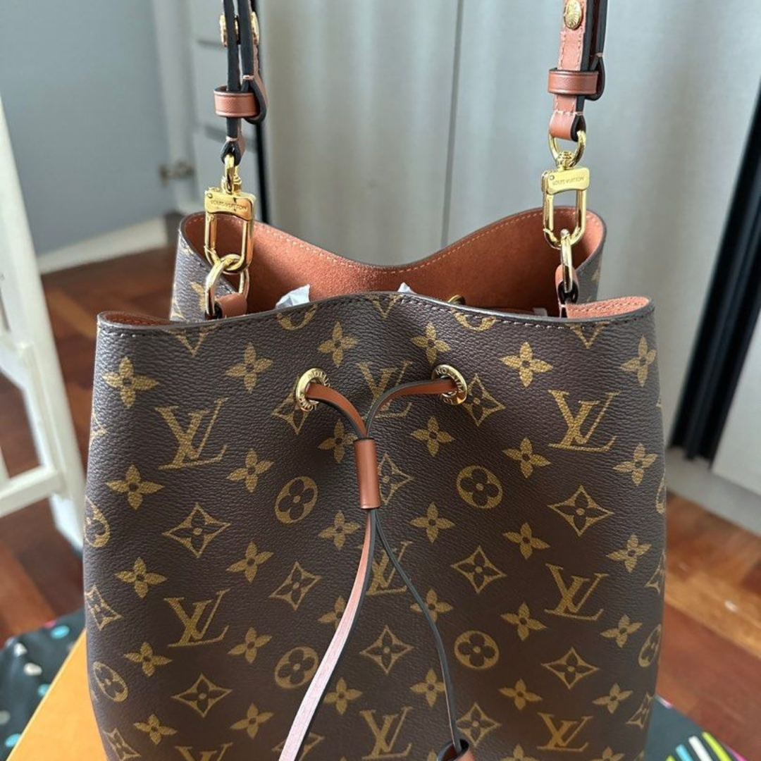 Bucket Bag in Brown Coated Canvas with Drawstring, image 7