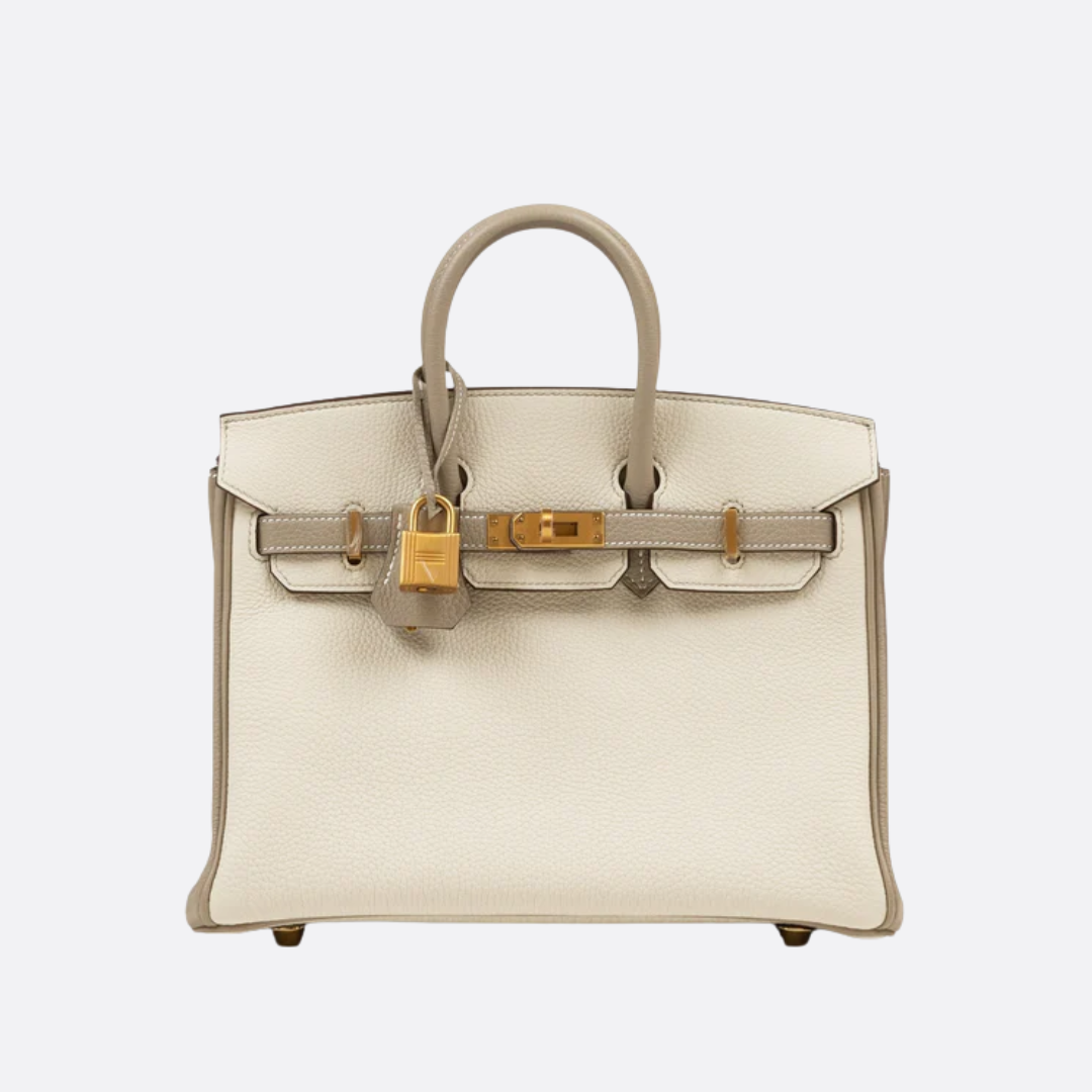 HMÈ Birkin 25 Hss Bag In Chalk / Dove Grey Togo Leather