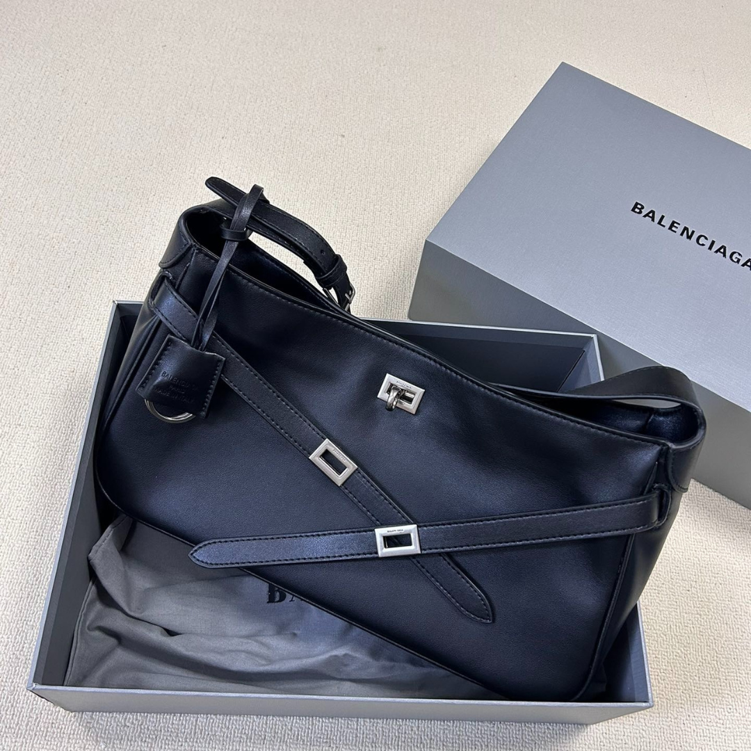 BLG Bel Air Medium Shoulder Bag In Black Calf Leather