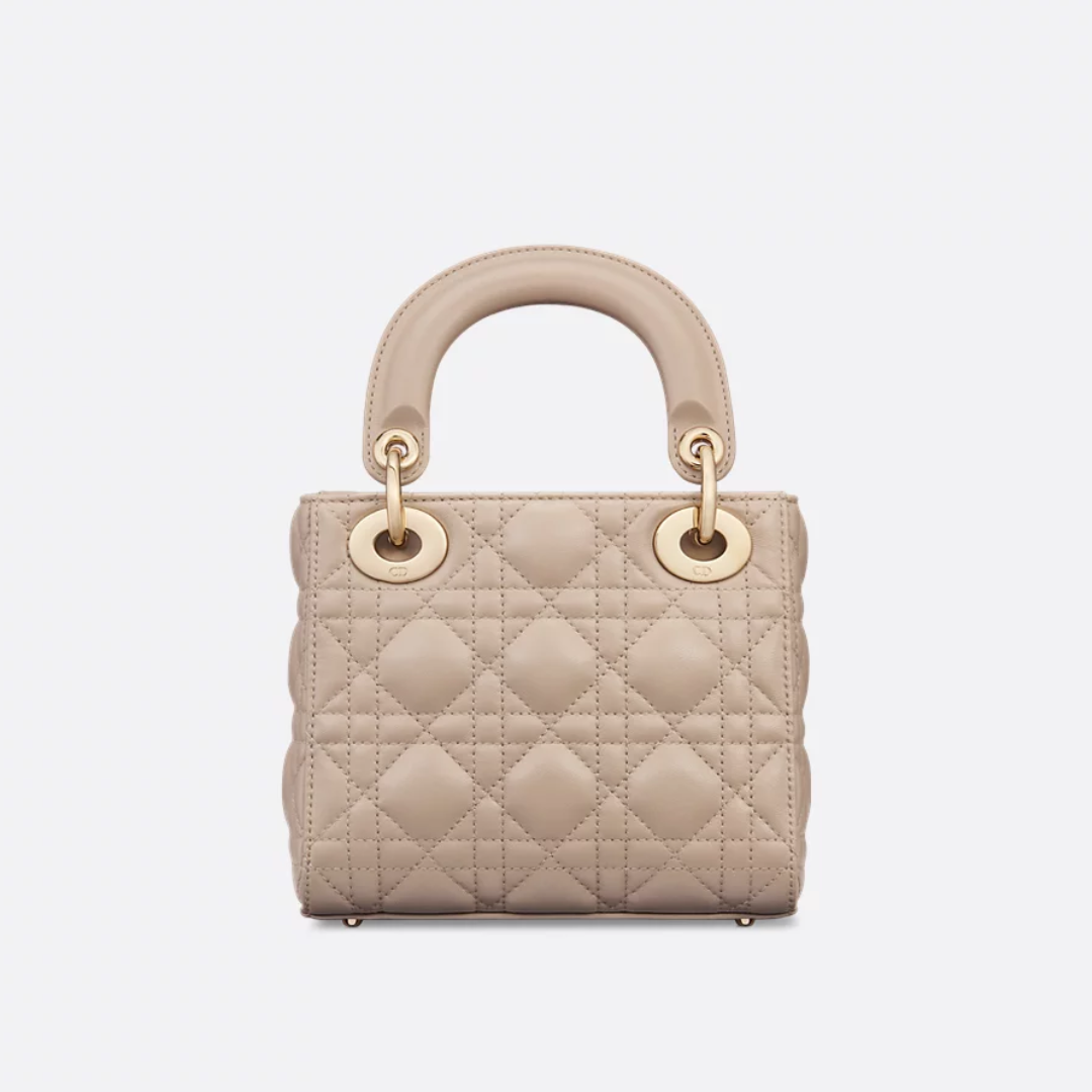 Mini Top Handle Bag in Blush Beige Quilted Leather with Charms, image 4