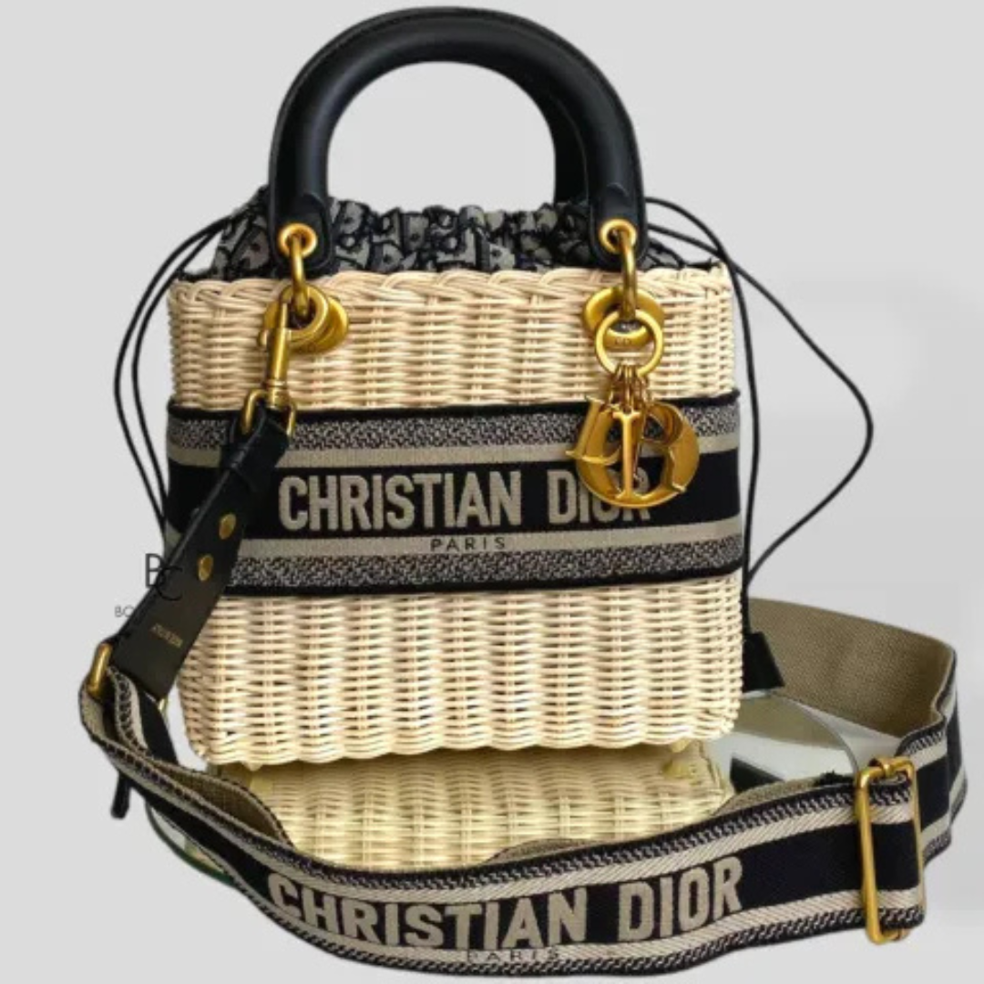 Top Handle Bag in Natural Rattan with Drawstring Top, image 4