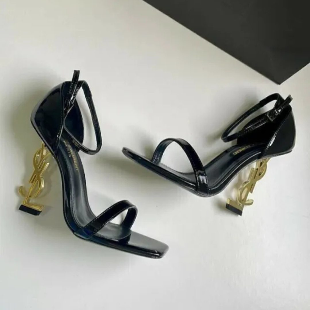 Black Quilted Chain Bag and Heeled Sandals Set, image 18