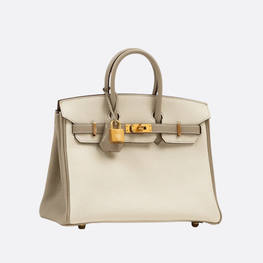 HMÈ Birkin 25 Hss Bag In Chalk / Dove Grey Togo Leather