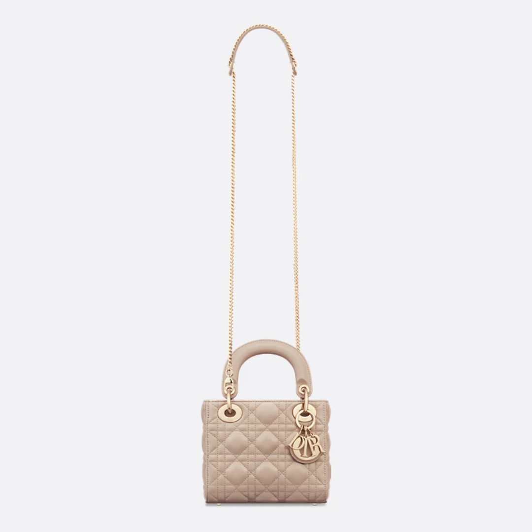 Mini Top Handle Bag in Blush Beige Quilted Leather with Charms, image 11
