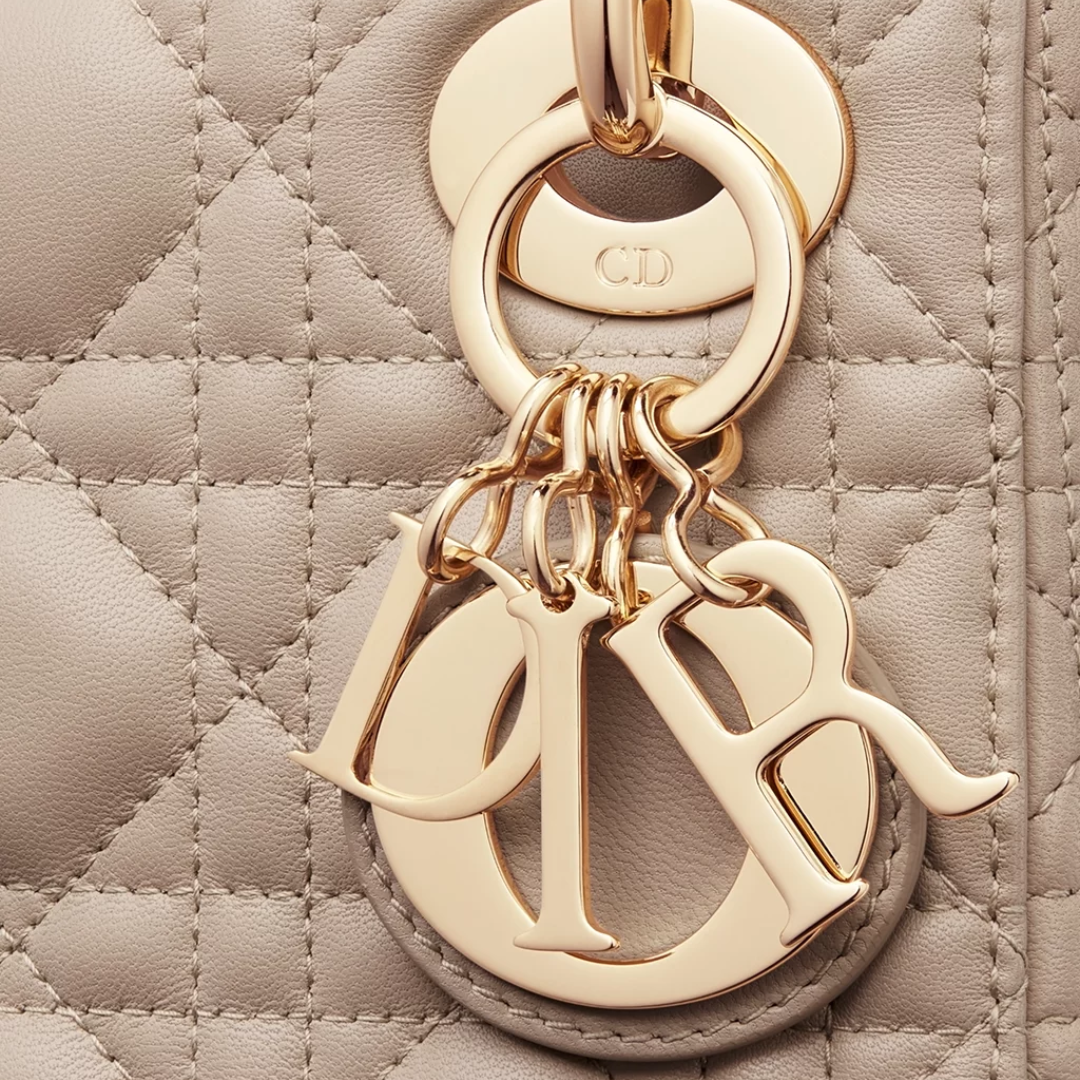 Mini Top Handle Bag in Blush Beige Quilted Leather with Charms, image 12