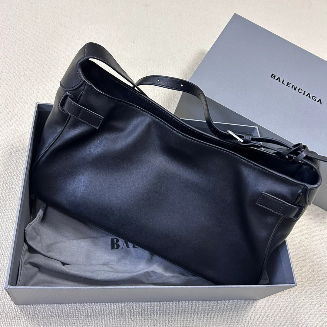 BLG Bel Air Medium Shoulder Bag In Black Calf Leather